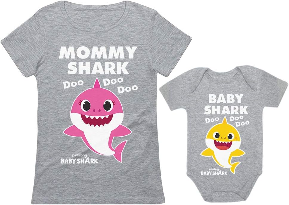 Tstars Mommy and Baby Shark Matching Outfits Mom Gifts Mother & Daughter Son Shirts Set