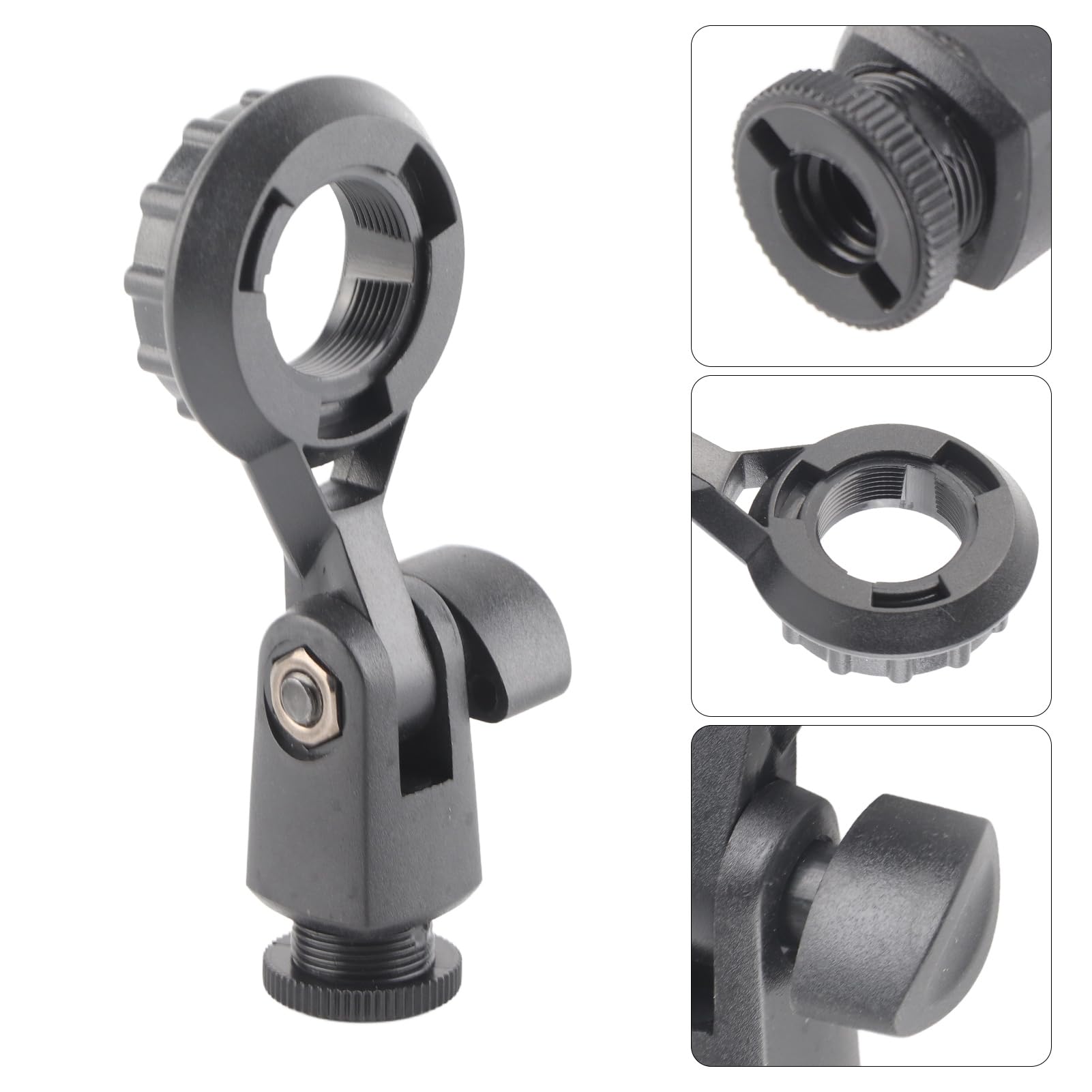 Clip Universel pour Microphone Support de Microphone Réglable à 180 Degrés Support Anti-vibration pour Microphones Filetés de 22mm Accessoire pour Microphone Noir
