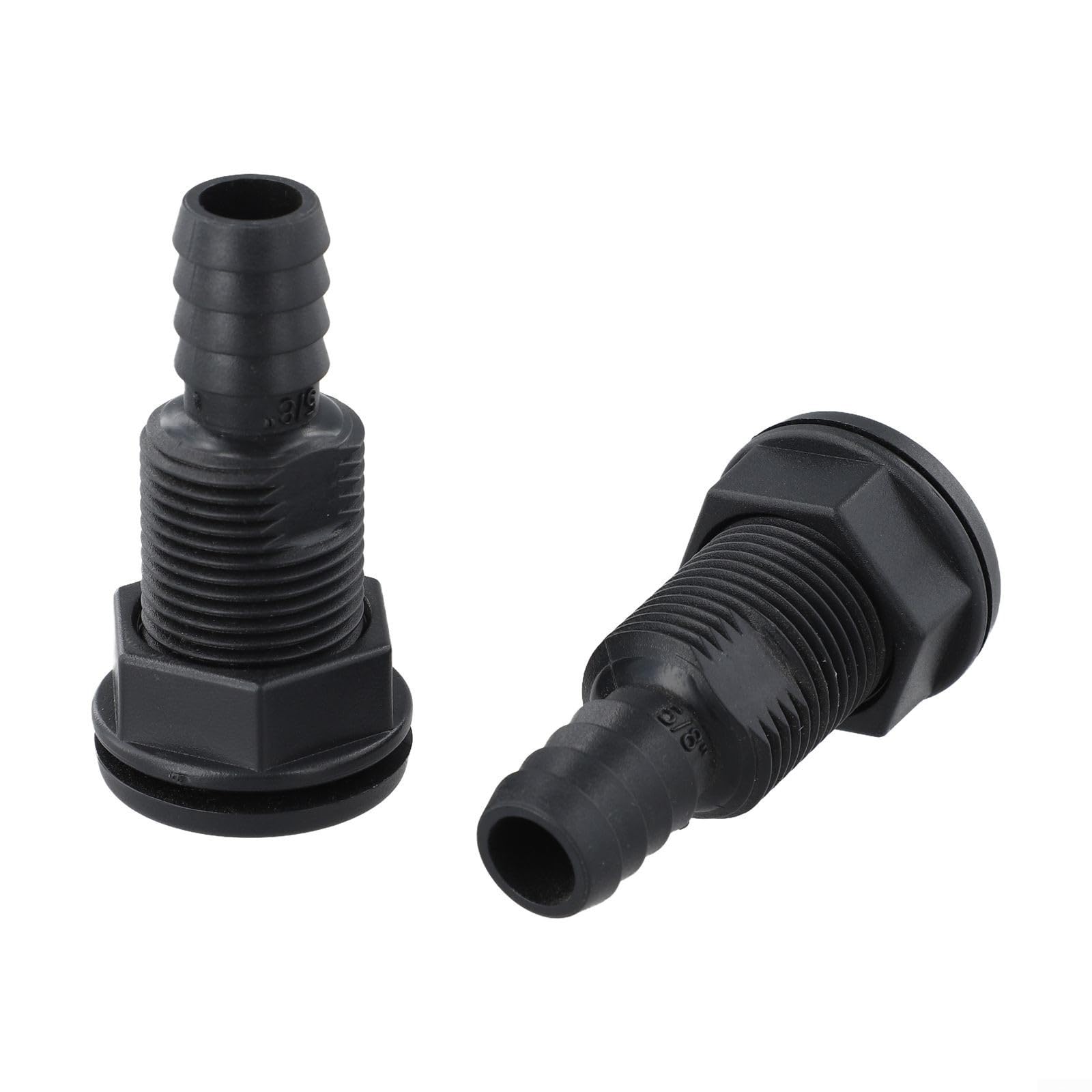 2 Pcs Thru Hull Fitting Marine Through Hull Connector for Boats, 3/4" " 5/8" Plastic Deck & Cabin Hardware, Black Water Outlet Plumbing Fitting(3/4IN)