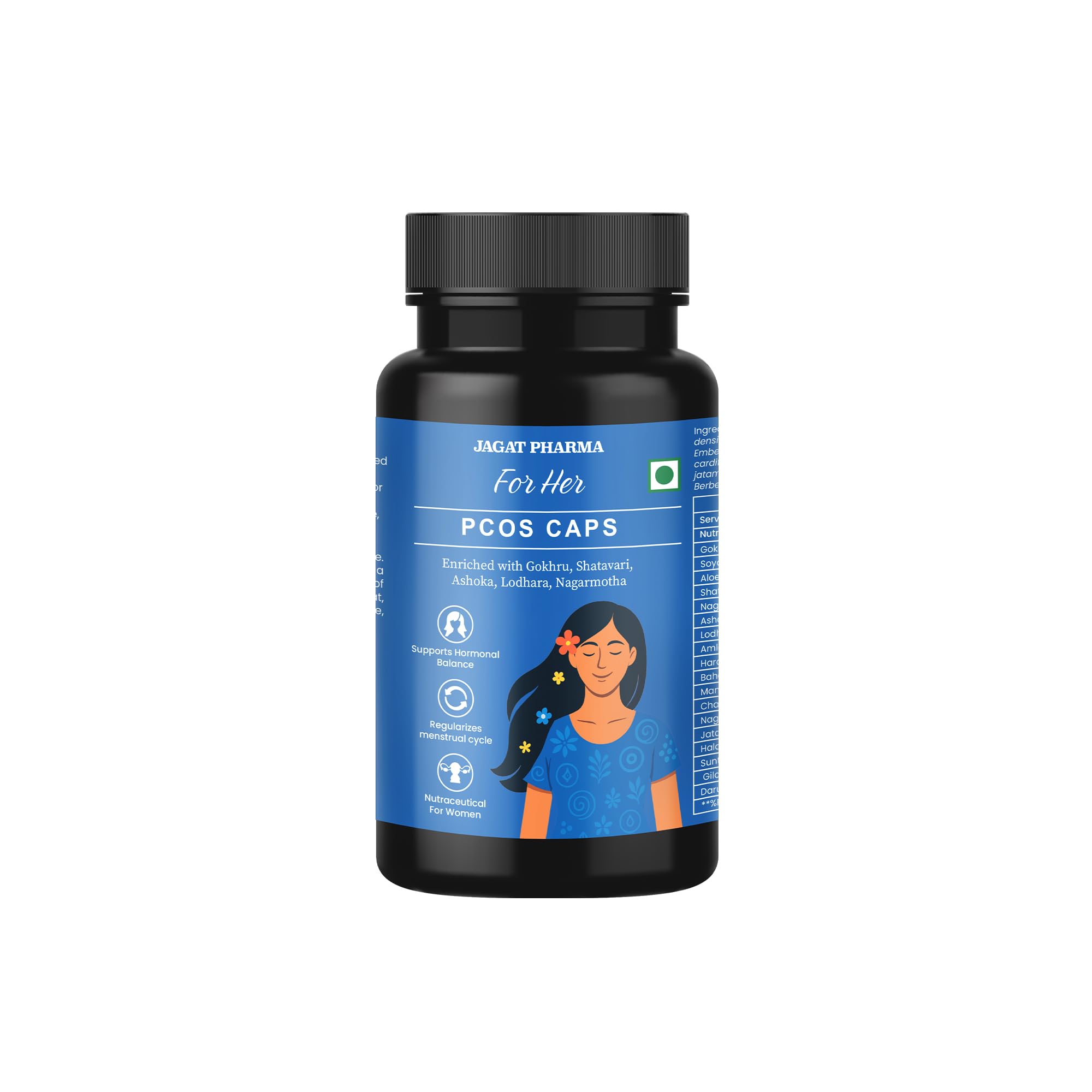 Jagat Pharma For Her PCOS Caps – Women’s Wellness Supplement | Formulated with Shatavari, Ashoka & Gokhru | Crafted for Natural Energy, Digestion & General Wellness – 60 Capsules-picture-12