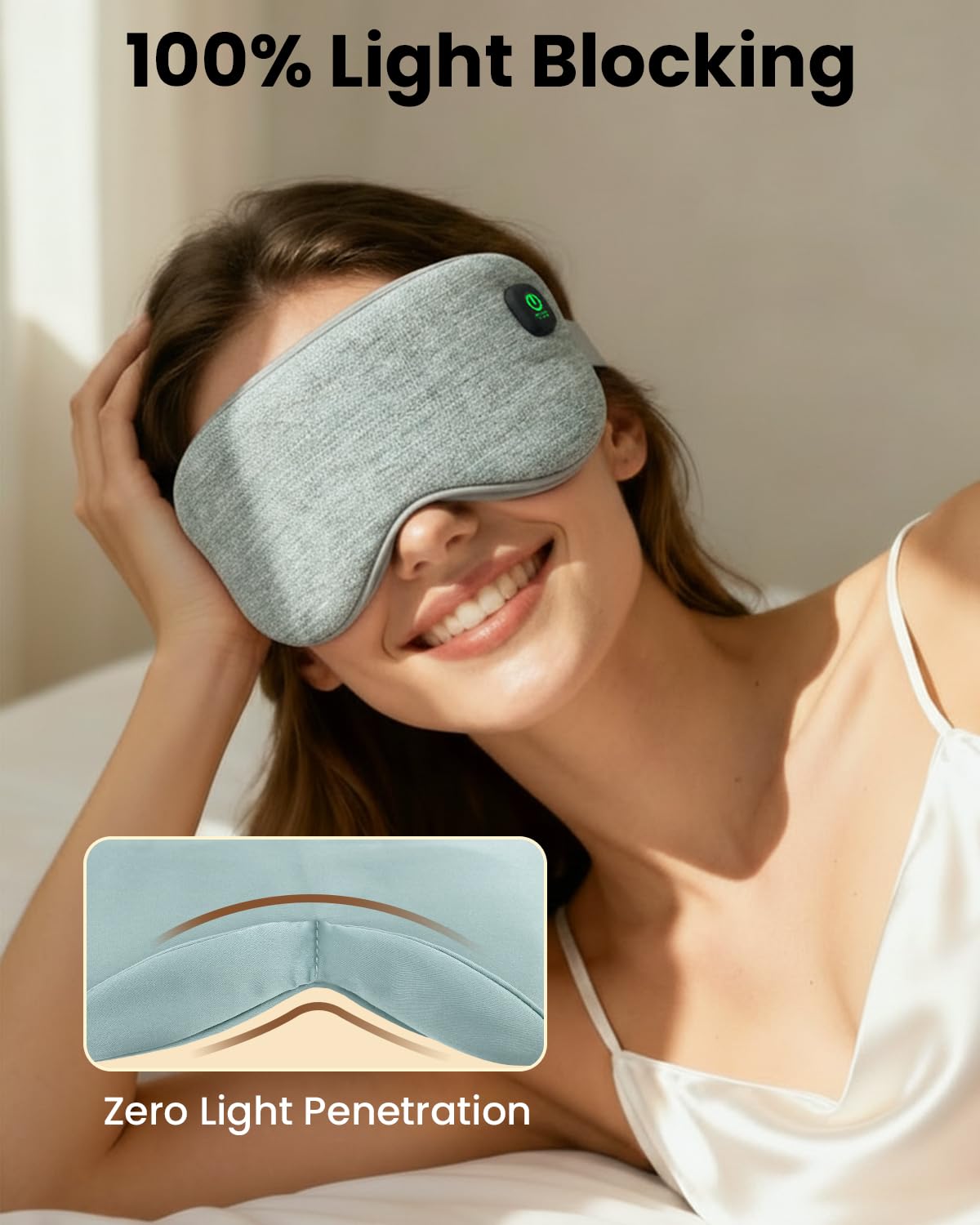 Maschera per gli occhi riscaldata, senza fili, per occhi secchi, sollievo per gli occhi, miglioramento del sonno, 4 temperature, tappetino riscaldante lavabile per i viaggi e con guscio sostituibile