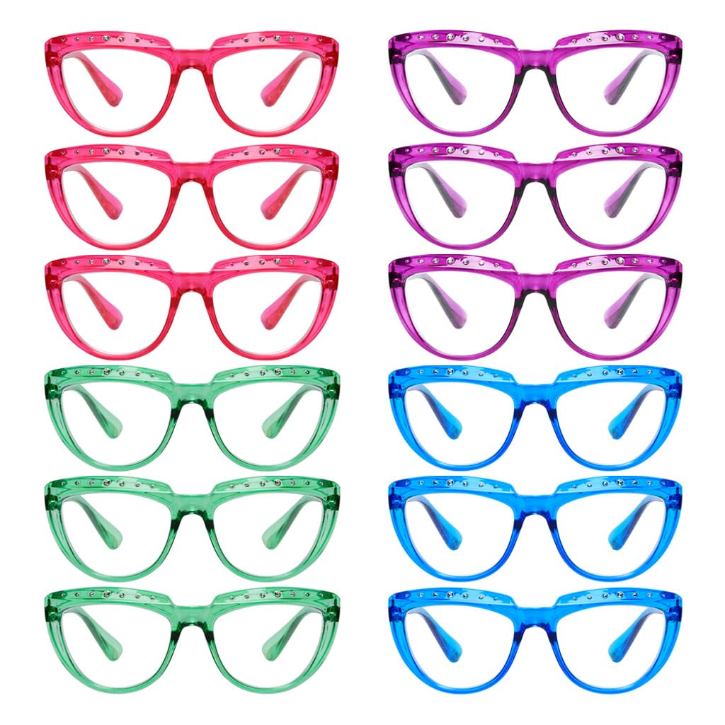 GUD 12 Pack Womens Reading Glasses with Spring Hinges Design Readers