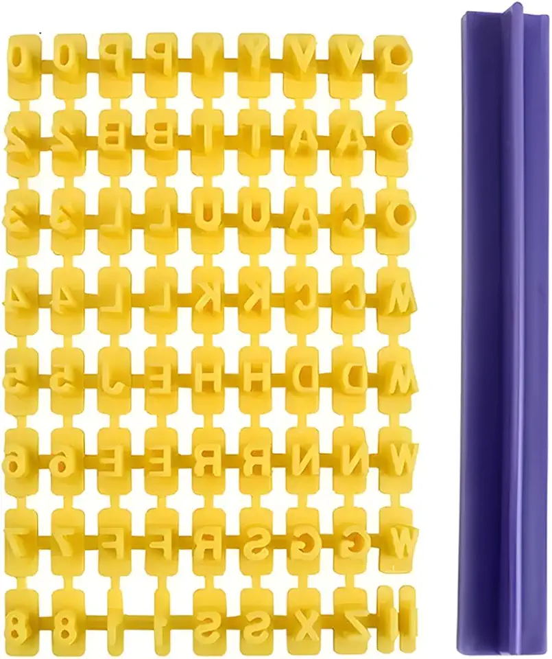 73 peças de carimbos de letras, carimbos de biscoito do alfabeto, mensagem DIY para assar argila