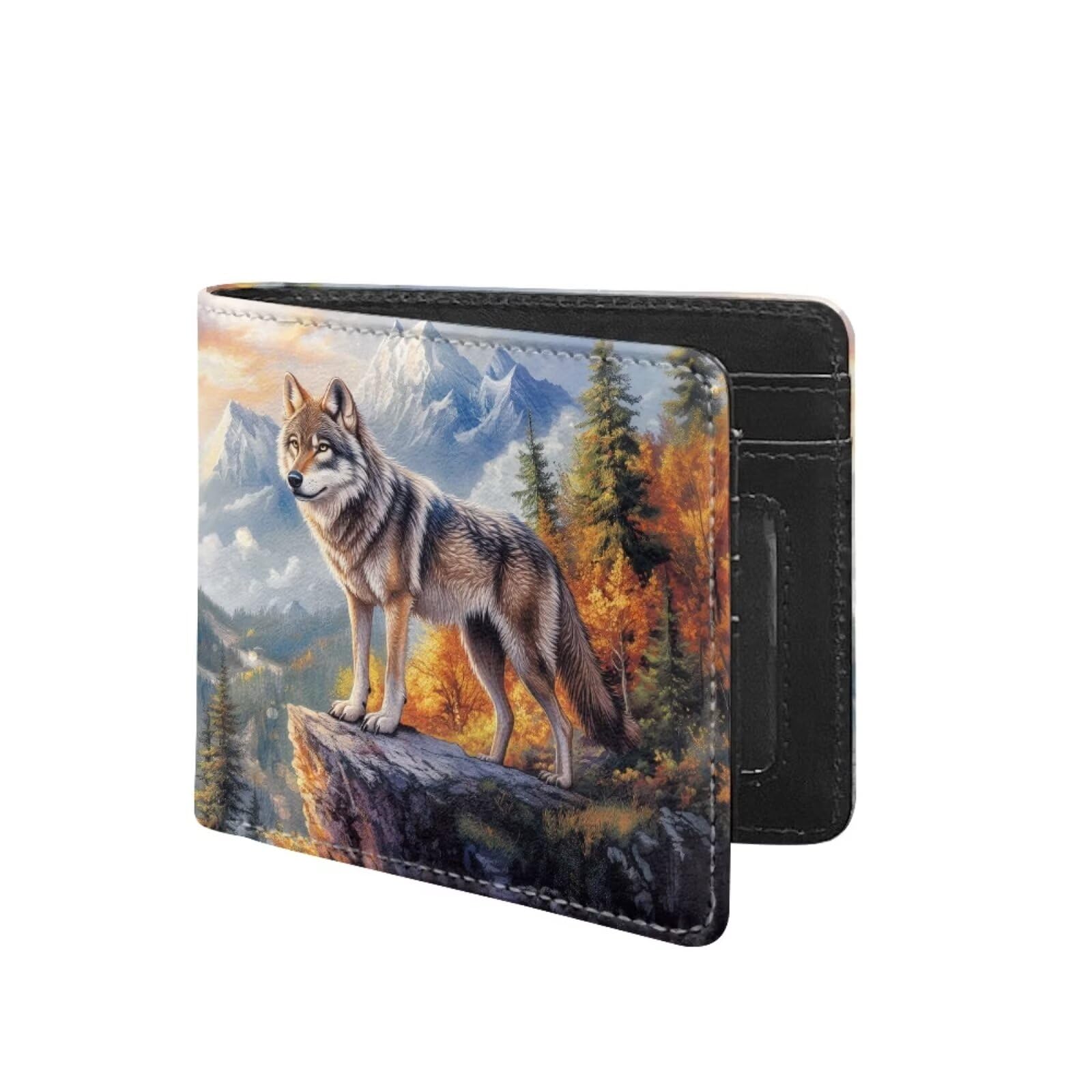 Coldinair Foreset Wolf Teen Boys Wallet for Kids 10-12/8-12,Credit Card Holder Wallet Id Window Bifold Sports Wallet for Boys Men
