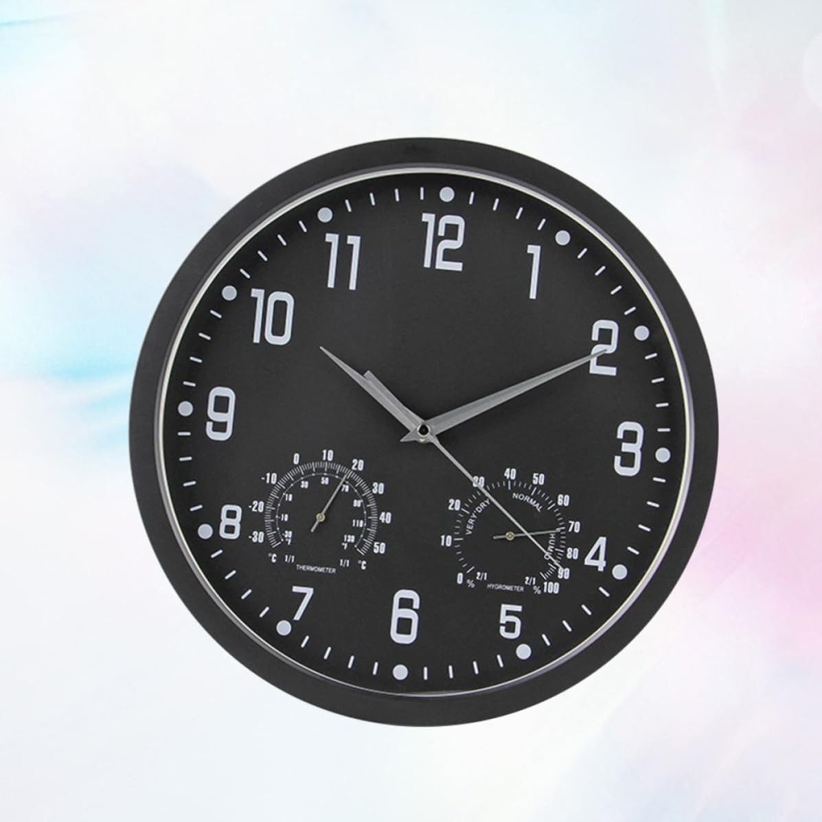 CRAFTHROU Reloj de Pared Silencioso Multifuncional con Termómetro y Higrómetro Diseño Moderno y Clásico para Sala Dormitorio u Oficina con Números Grandes y Fáciles de Leer