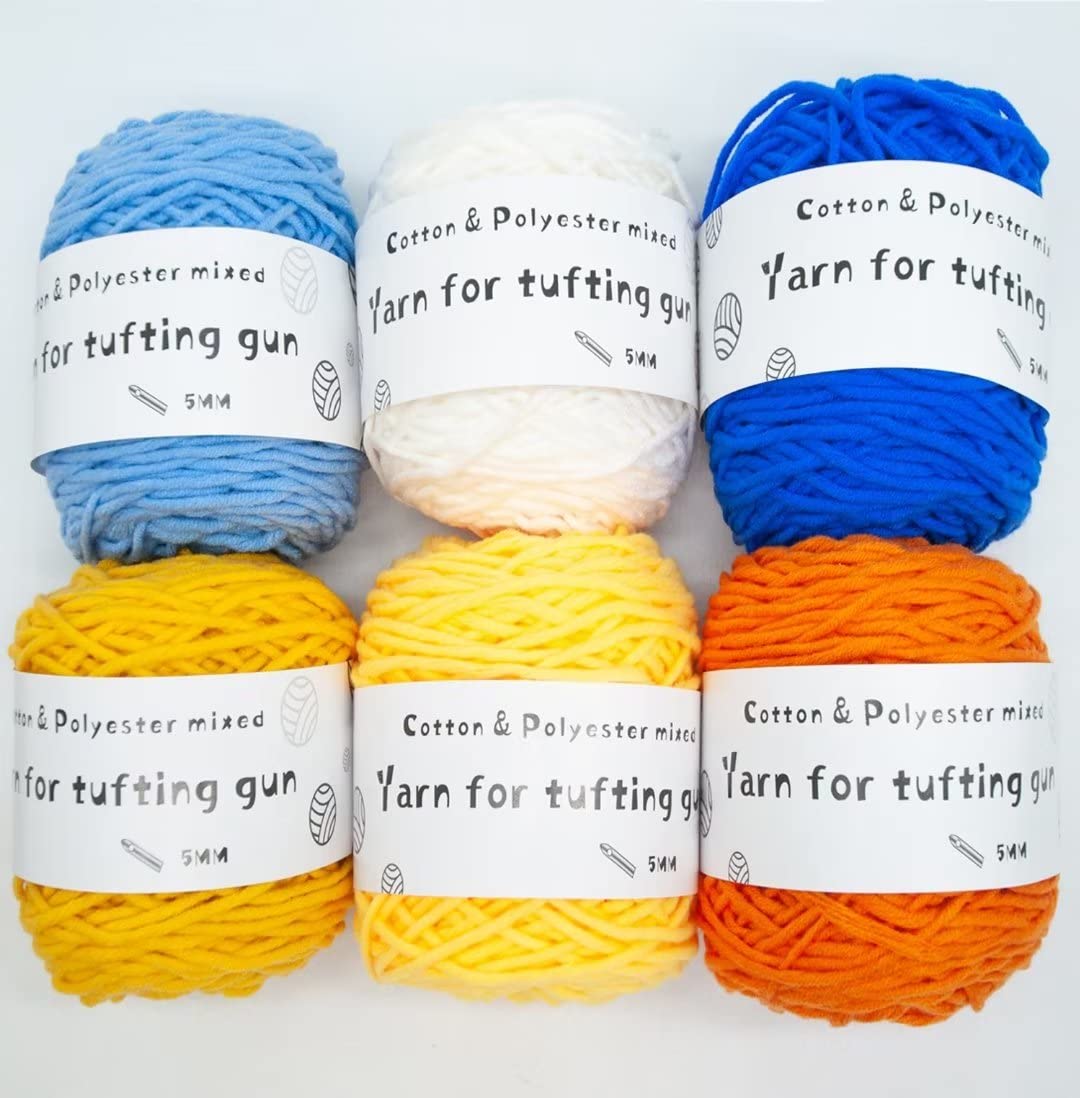 Farbiges Strickgarn, Häkelgarn, Tuftinggarn, Baumwolle/Polyester, gemischt, 6 Knäuel, je 95 g, 8 Stränge, 5 mm dick, 100 m pro Knäuel, 6er-Pack, mehrfarbig(B,200g/roll)