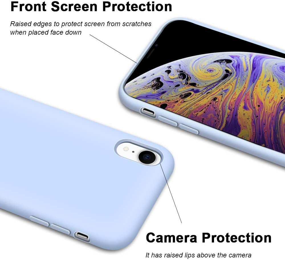 Anuck Case for iPhone XR Case 6.1 inch, Anti-Slip Liquid Silicone Gel Rubber Bumper Case with Soft Microfiber Lining Cushion Slim Hard Shell Shockproof Protective Case Cover - Light Blue