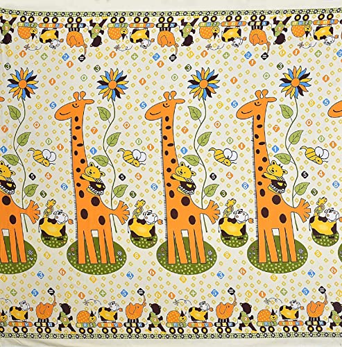 Image of Precsie Fabrics Elastic Fitted Glace Cotton Single Bed (72x48x Upto 6 Inches) Bedsheet for Kids with 1 Pillow Covers-180TC (Yellow)