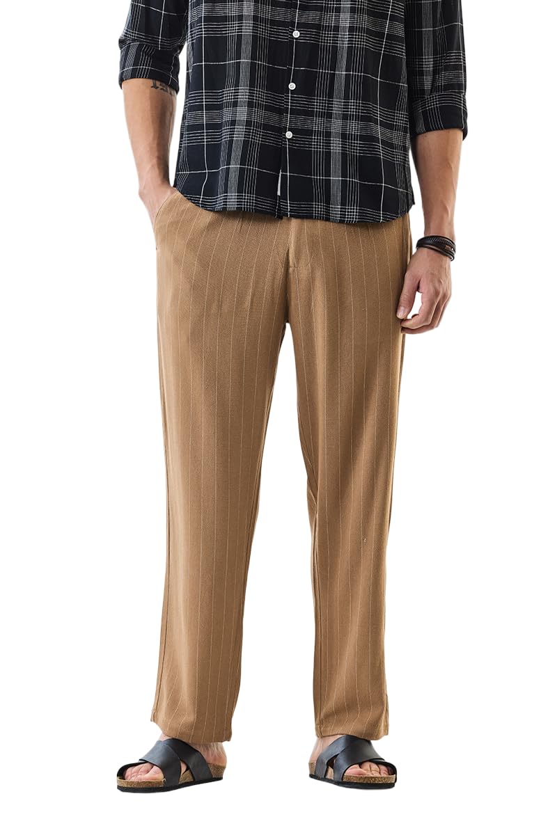 Men Casual Trousers | Regular Fit Mid Rise Solid Design | Polyester Blend & Breathable Fabric for Summer & Everyday Wear-image-30