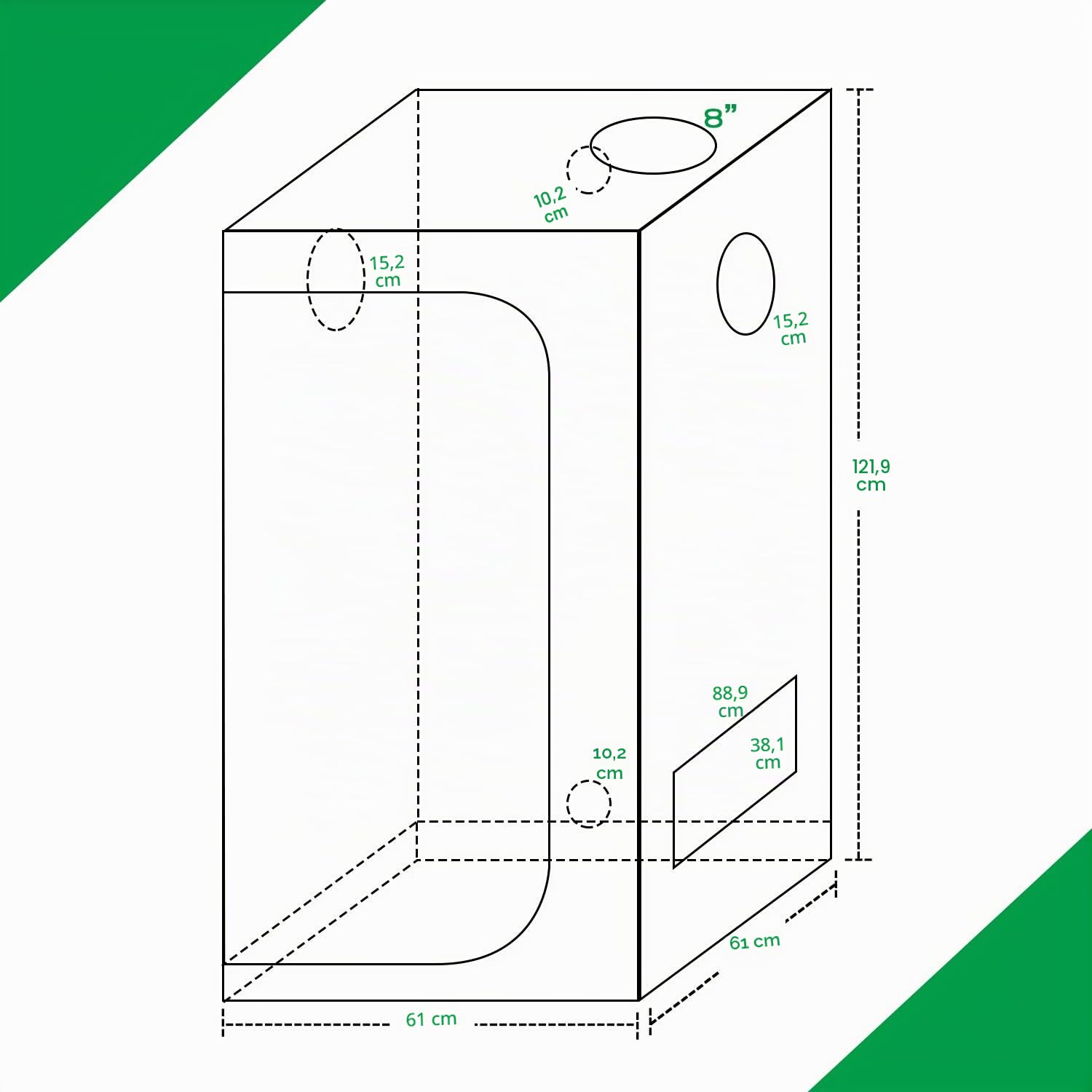 GA Growzelt C-Serie 60x60x120 cm Anzuchtzelt Reflektierendes Mylar Hydrokultur Gewächshauszelt wasserdicht Schwarz