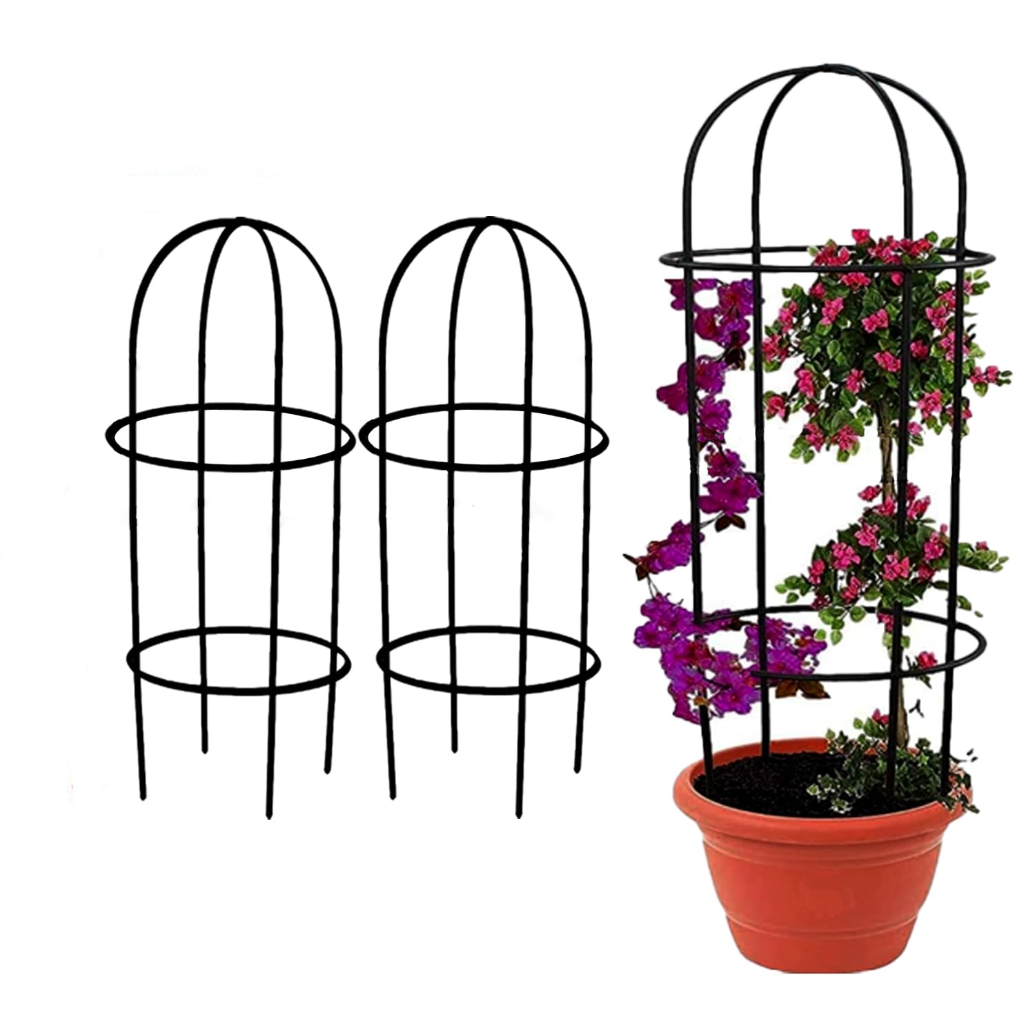 ARTICRAFT Trendy Trellis Plant Support Metal Stands for Climbing Plants, Home Garden | Pack of 2 (7 * 7 * 24 inch Black, 2) and Plant Stakes Black (B0D7CZ9S93) Amazon Price History, Amazon Price Tracker