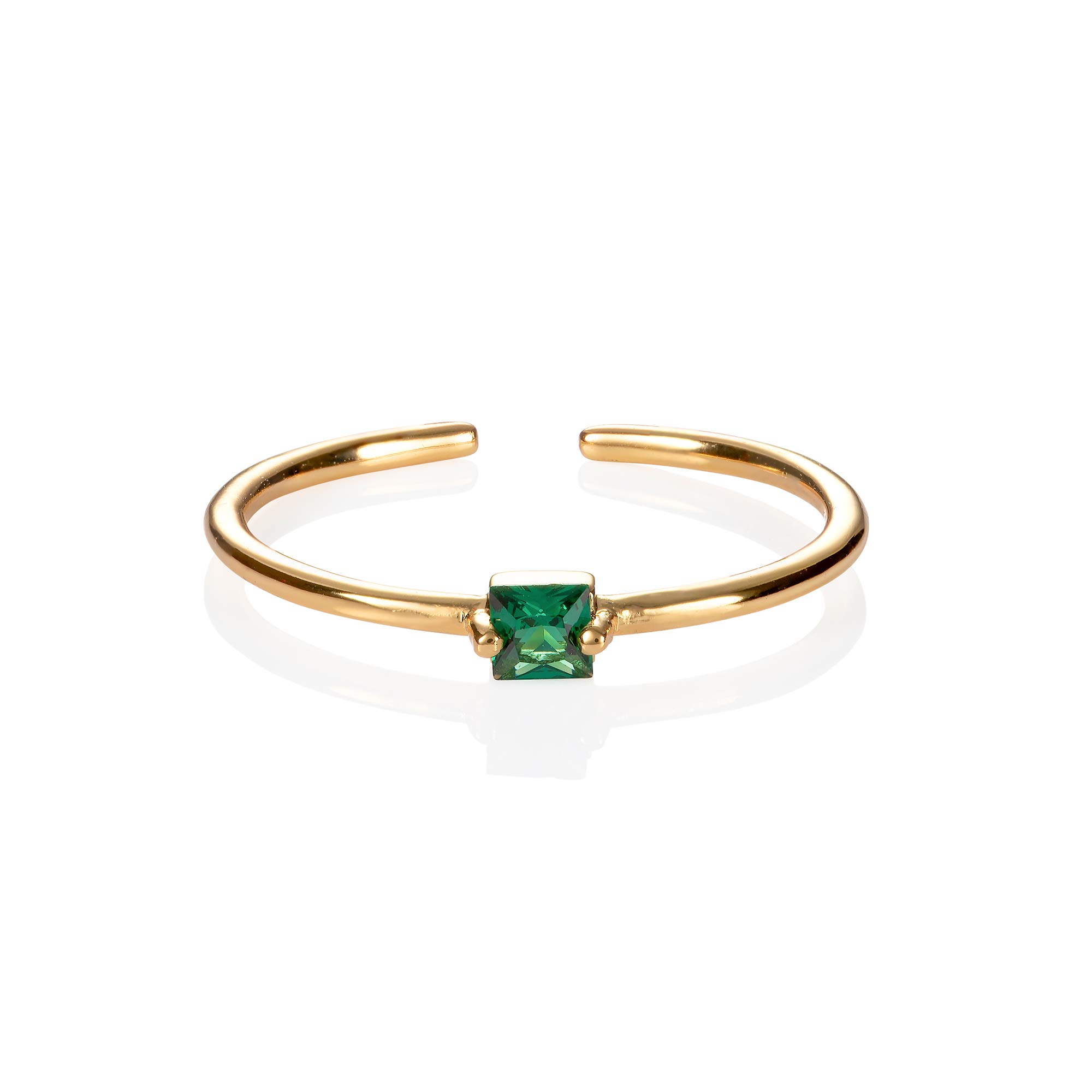 namana Anillo Delicado para Mujer y Niña con une Piedra de Circonita Cúbica de Color, Anillo Simple Chapado en Oro con una Piedra de Circonita Cúbica Cuadrada, Anillos Dorados para Mujer y Adolescente