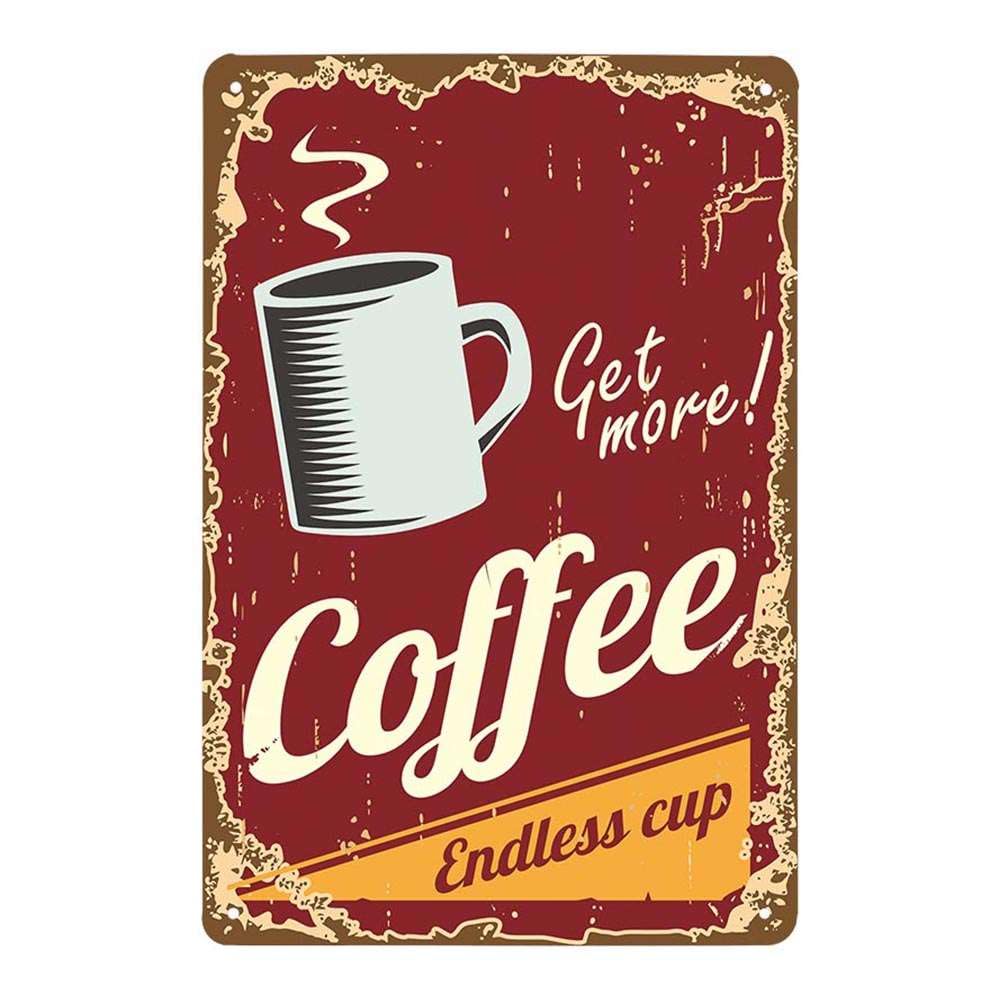 Juego de 4 placas de metal retro vintage con diseño de café