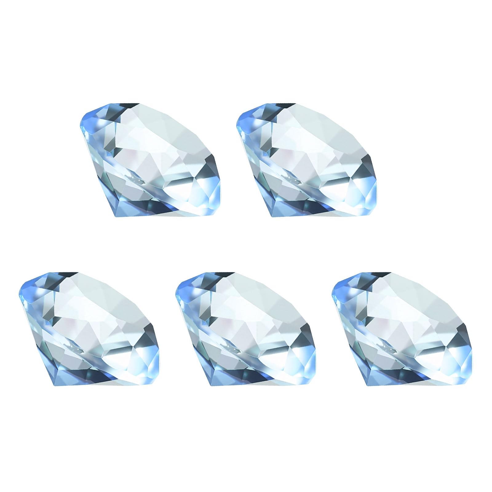 PATIKIL 5 Pcs Diamond Crystal Paperweight, 30mm / 1.18 Inch Crystal Paperweight Paper Weight for Home Office Desktop Table Decor Wedding Party Jewelry Ornaments, Light Blue — image 1