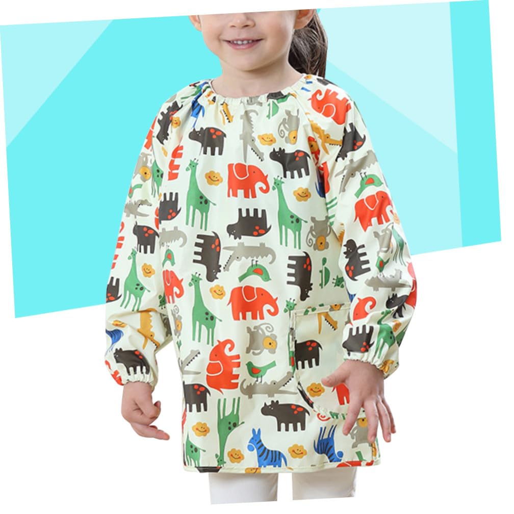Healifty Tablier de Peinture Facile à Nettoyer et Sèche Rapidement Jaune en Polyester Imperméable Manches Longues Blouse D'artiste pour Garçon et Filles pour Activités Manuelles