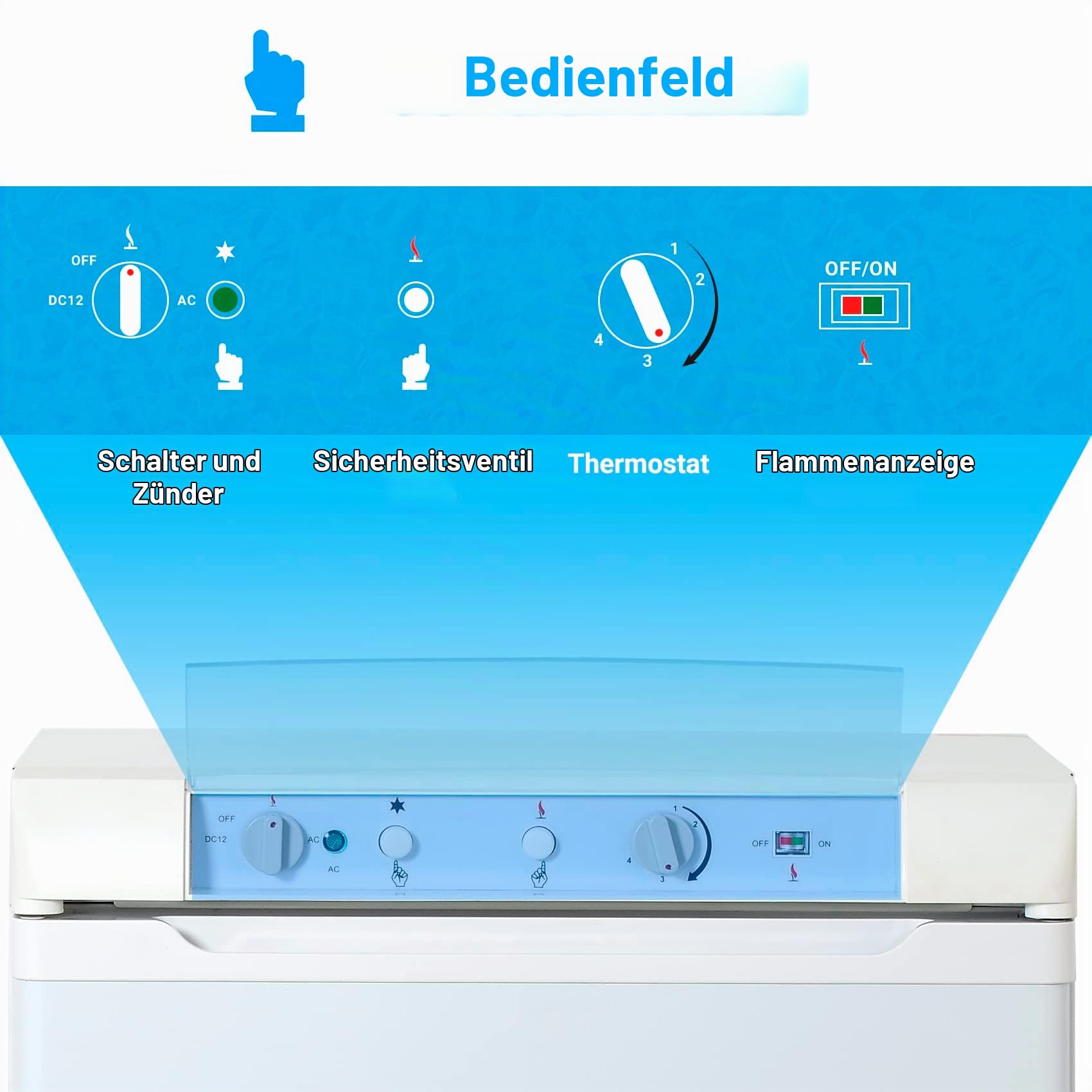 Mini Kühlschrank mit Gefrierfach, Gas Kühlschrank 100L,12V 230V, Camping Kleiner Kühlschrank für Wohnmobil, Wohnwagen, Haus, Ferienwohnung, Mobilheim, Weiß