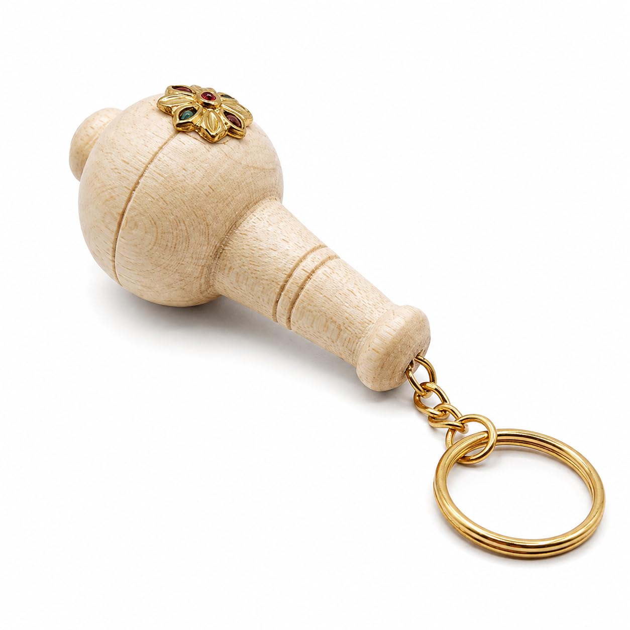 Premium Wooden Hanuman Ji Gada Keychain – 3D Carved Bajrangbali Mace Keyring | Religious Spiritual Accessory for Car, Bike & Home Keys (Beige Wood Finish)-image-16
