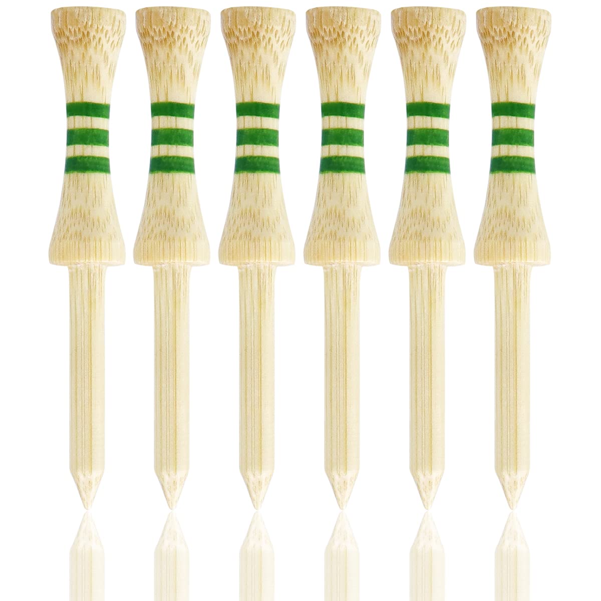 LIKOSO Step Down Golf Tees 2-3/4"or 3-1/4" 100 Pack Bamboo Golf Tees (Natural Color,White)