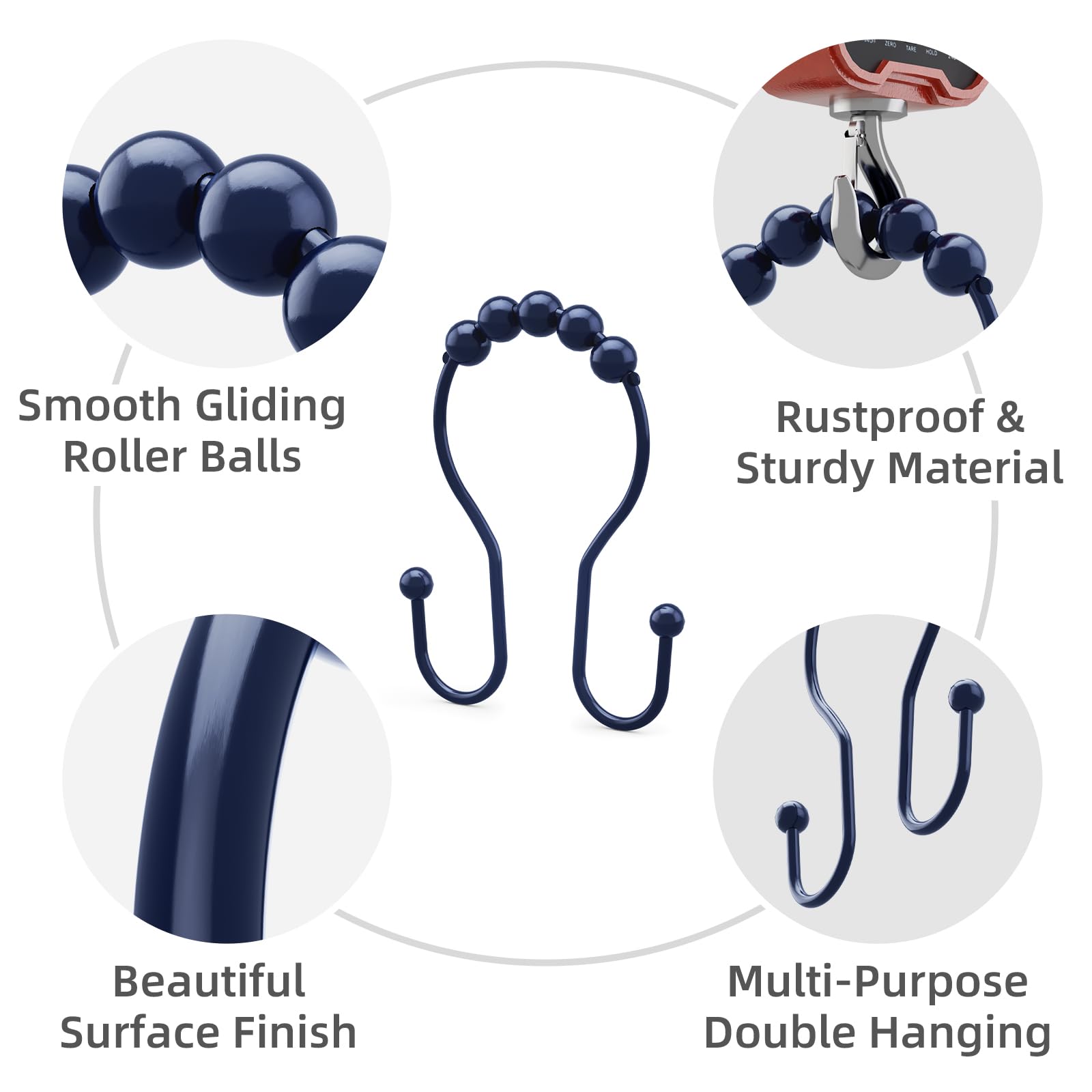 Ganci per tenda da doccia in ottone dorato: design rotondo a bottone, antiruggine, anelli per tenda da doccia in metallo pesante, per bagno, moderni e semplici, decorativi, per asta da doccia, set