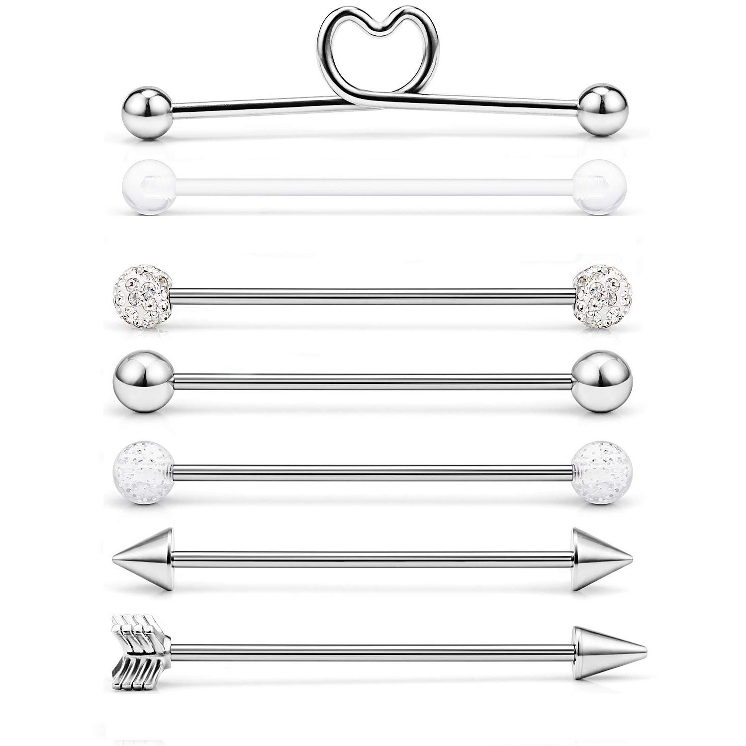 Palline Piercing Acrilico Set 49 Pezzi Piercing In Acciaio Inox E Acrilico - Barre Industriali Per Capezzoli, Lingua E Orecchie Piercing Orecchio Acciaio Chirurgico - Foto 3