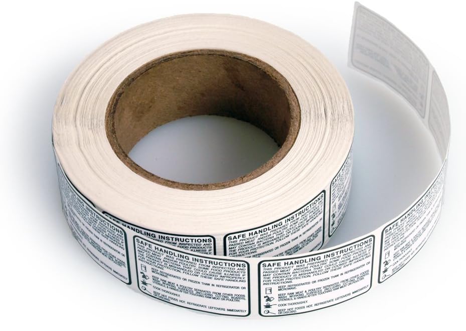 UltraSource 190100 安全な取り扱い食品ラベル 1.5インチ x 2インチ (1ロールあたり1000ラベル) ホワイ