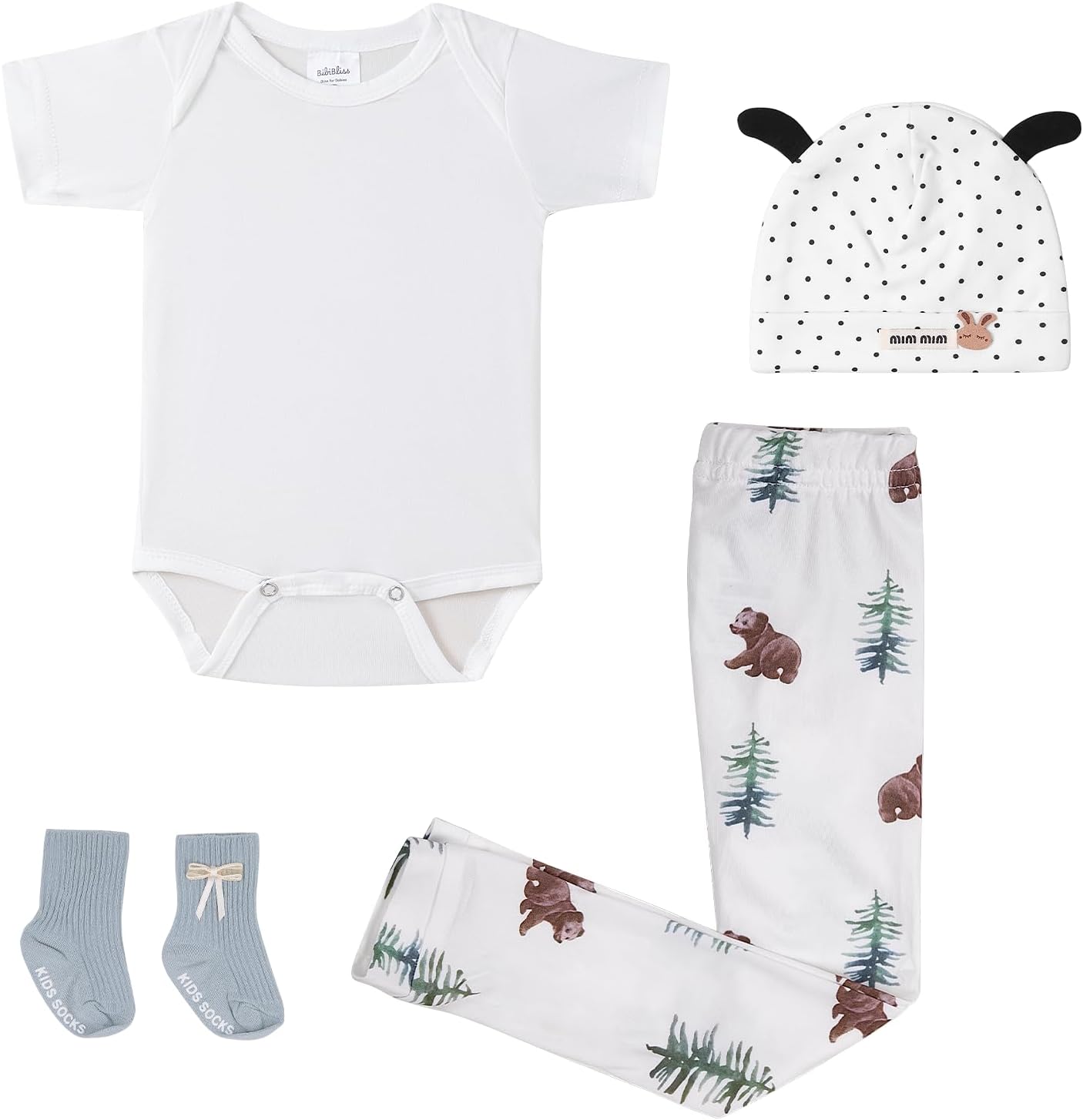 4pcs Newborn Clothes Gift Set for Baby Boys & Girls,0-3-6month Buttery-Soft Unisex Layette Essentials