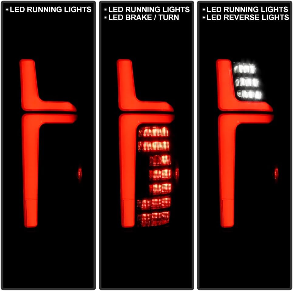 KEEKPO - For 2007-2013 Chevy Suburban 1500 2500 Tahoe GMC Yukon Black Full LED TaiL Lights Brake Lamps Pair Left+Right