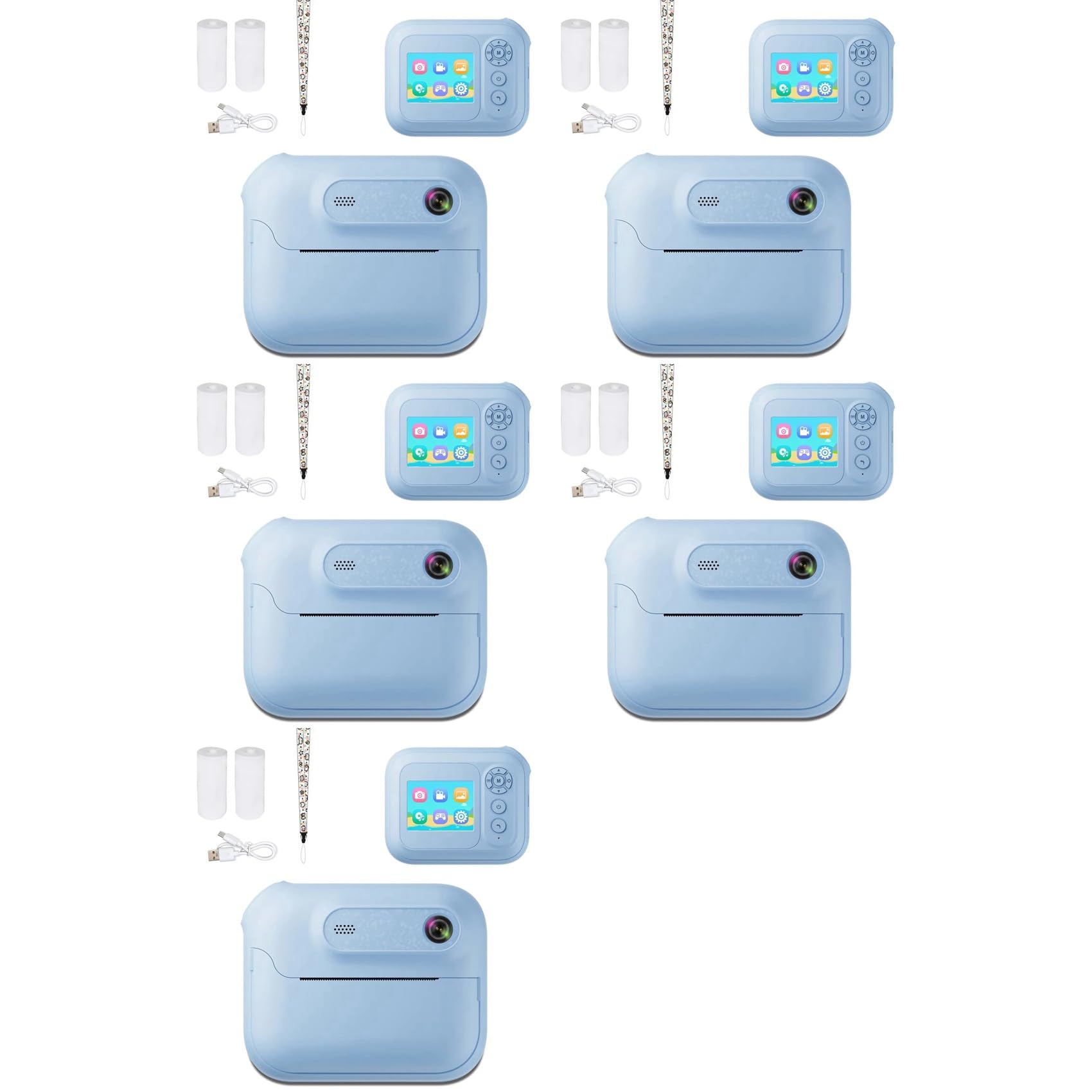 5X Fotocamera Digitale Istantanea HD 1080P 1300mAh per Bambini con Lettore MP3 e 5 Giochi, Regalo di Compleanno per Ragazze e Ragazzi B