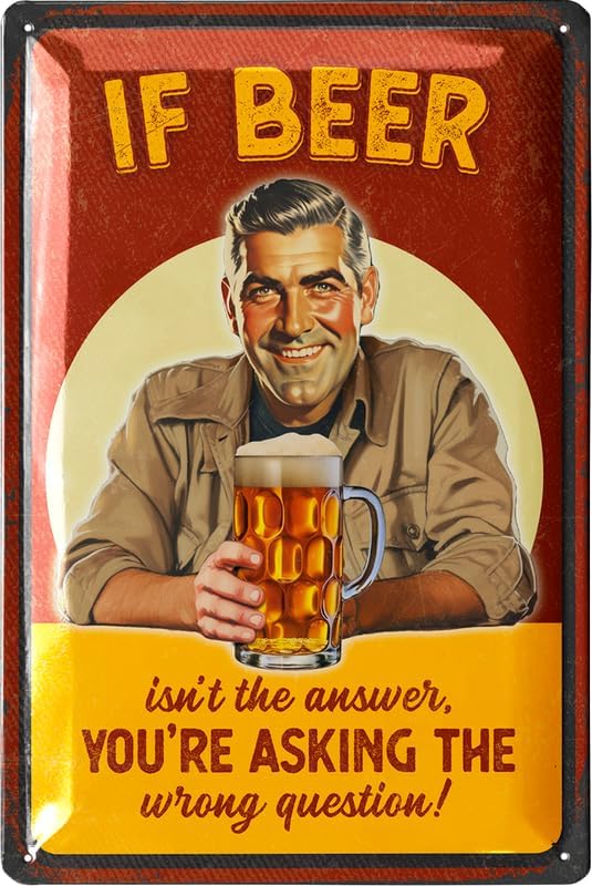 Miniatura 4 de Letrero de cerveza vintage  BEER IS THE ANSWER  Letreros de cerveza para hombre cueva, letreros de cerveza de metal, divertidos letreros de barra de