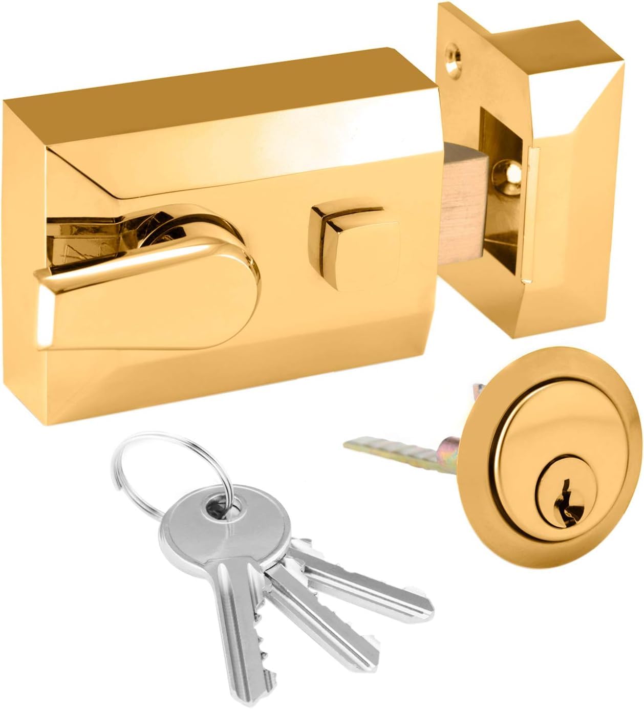 Standard Deadlocking Night Latch 60mm Complete With Rim Cylinder 3 ...