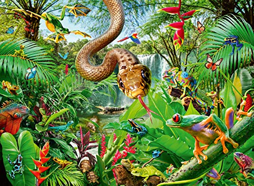 Ravensburger Reptile Resort Puzzle - Rompecabezas de 300 piezas XXL para niños, piezas únicas y duraderas, estimula la curiosidad y habilidades de resolución de problemas para edades de 9+ años, 20x14 pulgadas al completar miniatura 1