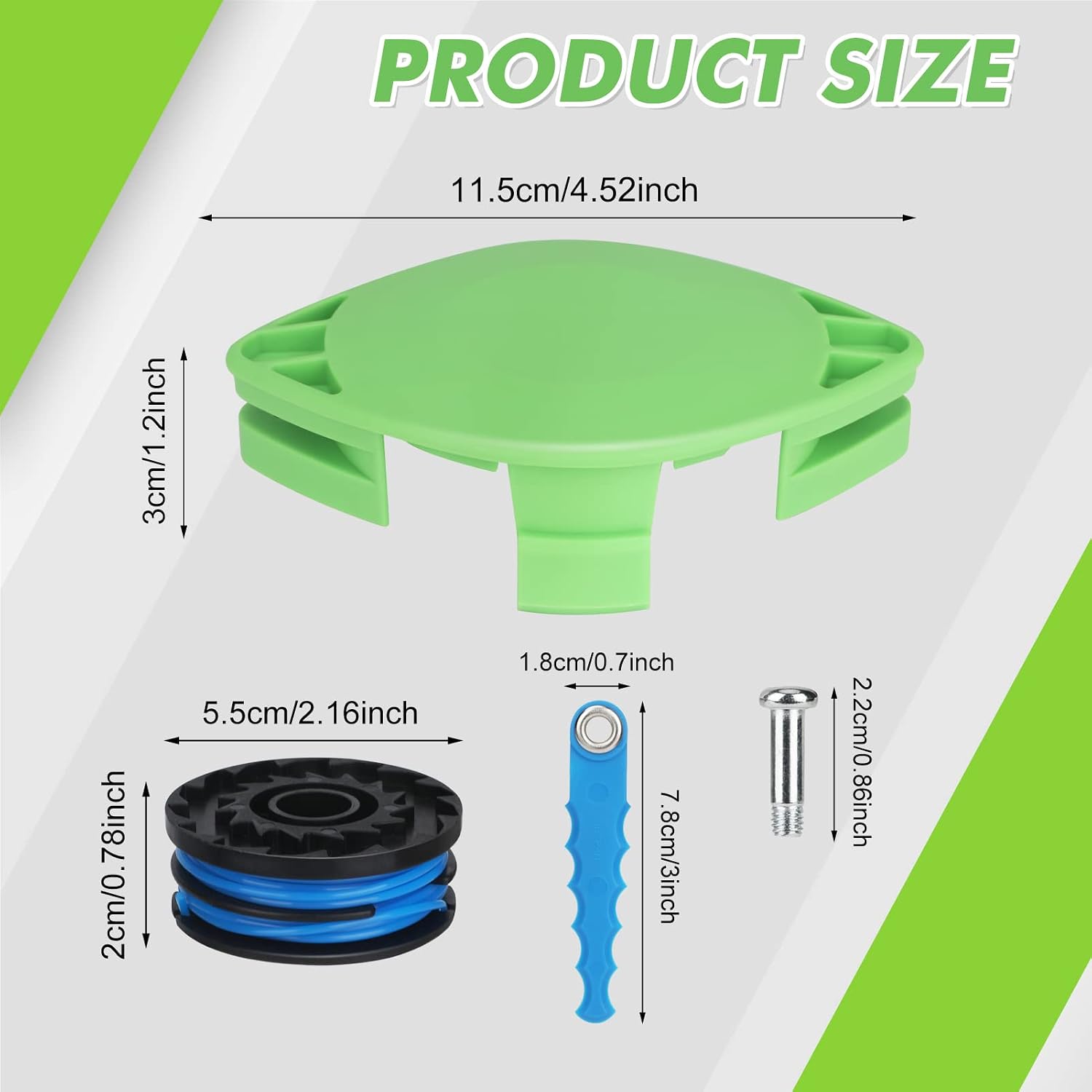 29242 29082 Trimmer Replacement Spool & Head Blades Compatible with Greenworks 24V 40V 21052 29272 and 21212 Dual line Electric String Trimmers,Trimmer Line 27Ft 0.065" with Part (24 Pack)