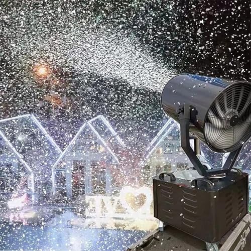 Máquina de nieve de cabeza giratoria 360°, generador vertical de copos de nieve de 3000 W para escenario, alcance de chorro de 10-15 m y área de cobertura de 150 m2, con protección contra fugas, ideal para Navidad, carnavales y presentaciones en vivo miniatura 2