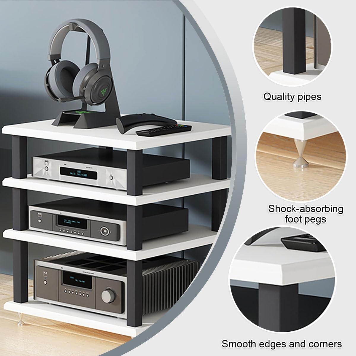 Estanteria Audio HiFi, Mini HiFi Stand Rack, Estante De Almacenamiento De Componentes Estéreo, Para Dispositivos De Audio HiFi, Mueble Hifi Para Equipo De MÃsica Para Escritorio(Brown,H15cm/5.9in)