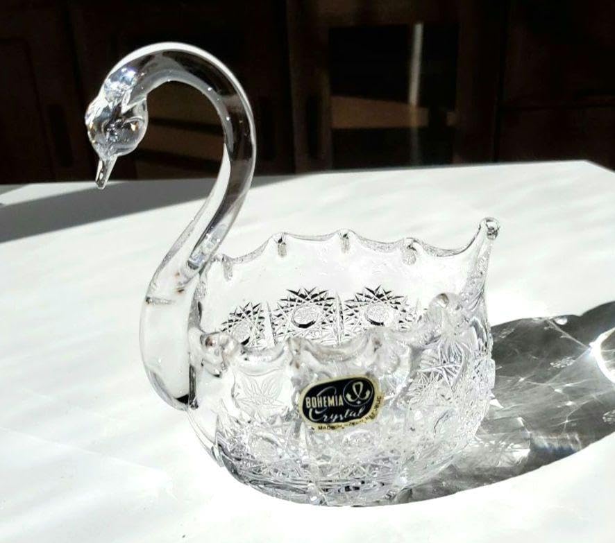 BOHEMIA CRYSTAL 白鳥型クリスタル チェコ SKLO BOHEMIA ボヘミアクリスタル（BOHEMIA CRYSTAL