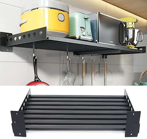 Miniatura 5 de Estante de pared de acero inoxidable, estantería de metal, 66.1 lbs66 libras, estante de horno de microondas de grado comercial o doméstico con kit
