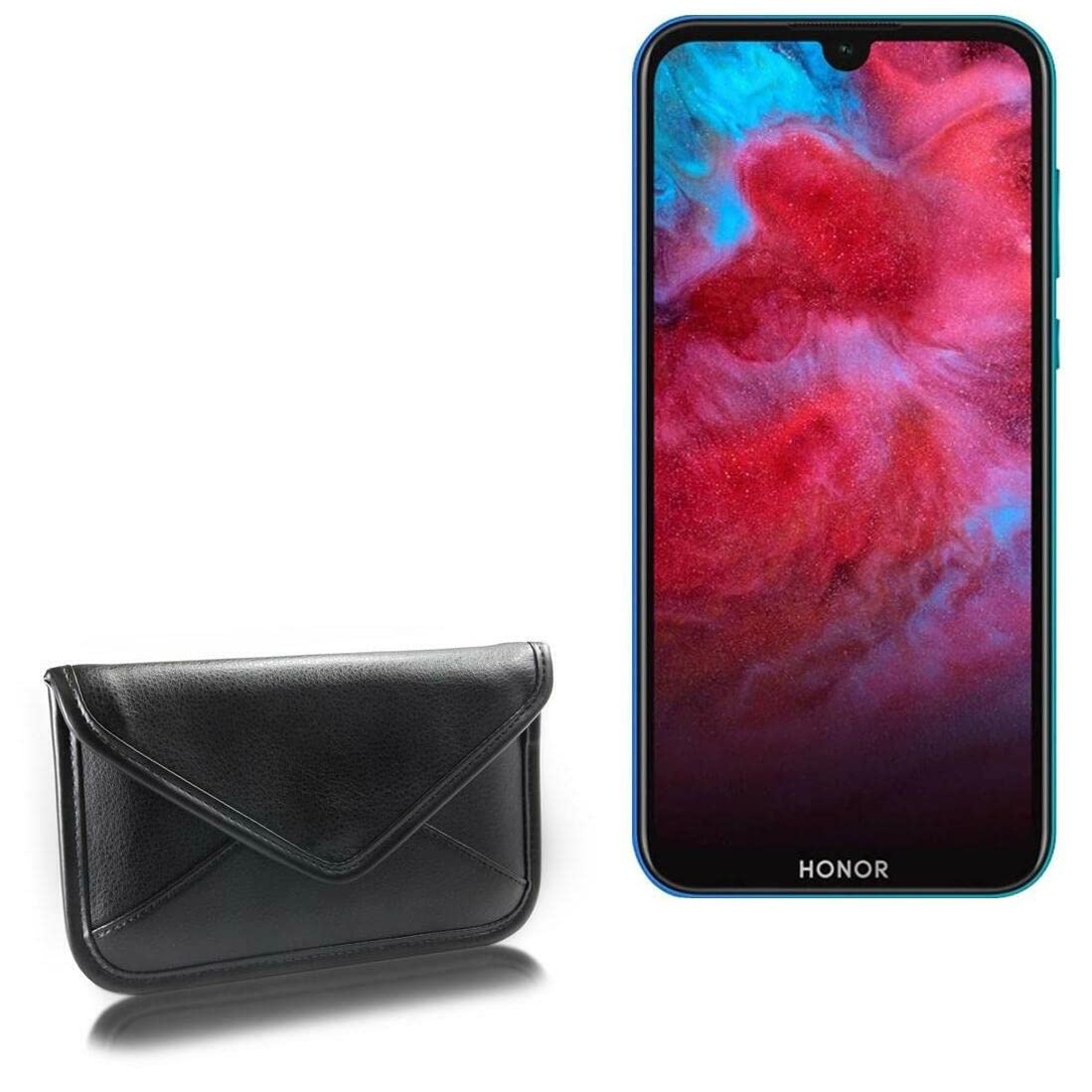 BoxWave Case Compatible with Honor Play 3e - Elite Leather Messenger Pouch, Synthetic Leather Cover Case Envelope Design - Jet Black