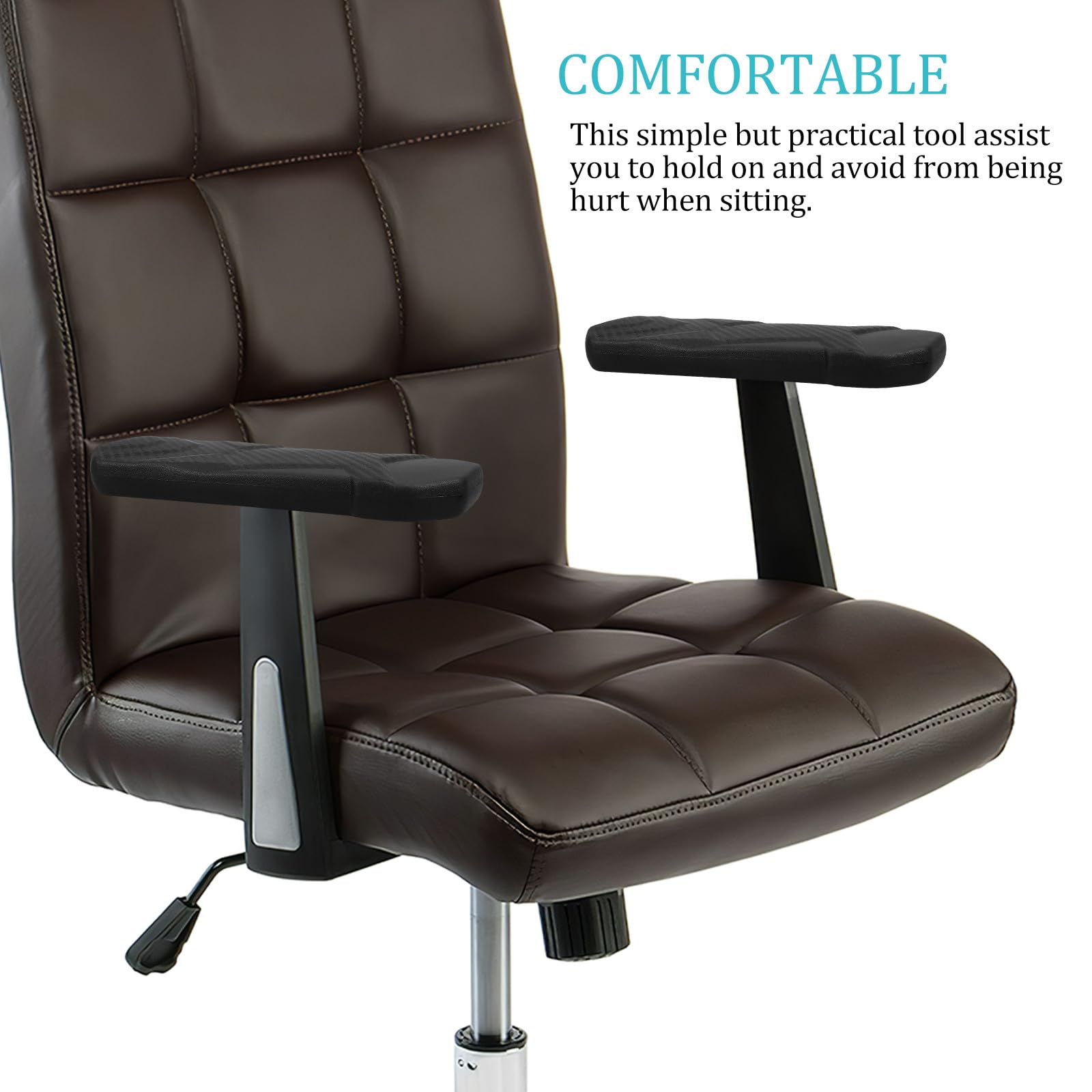 2 Cojines para Reposabrazos de Silla de Oficina en Plástico y PU, Protectores Cómodos para Brazos, Repuestos Ideales para Personas Mayores y Lesionadas