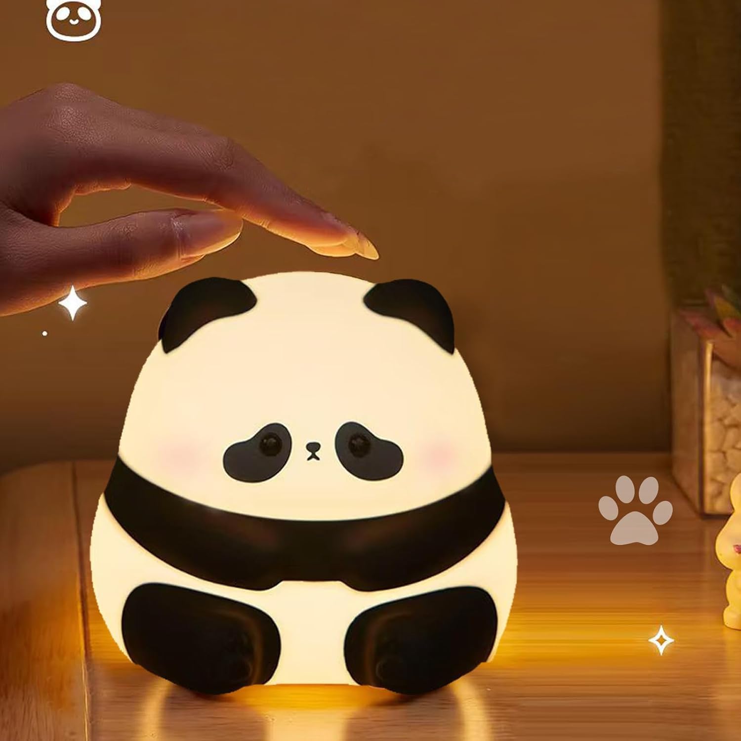 DUWOL Kids Night Light Silicone Sitting Panda Night Lamp Rechargeable Cute Lamp with 3 Level Brightness Kids Night Lights for Bedroom Baby Nursery Study Desk Decorative Diwali Christmas Light 1