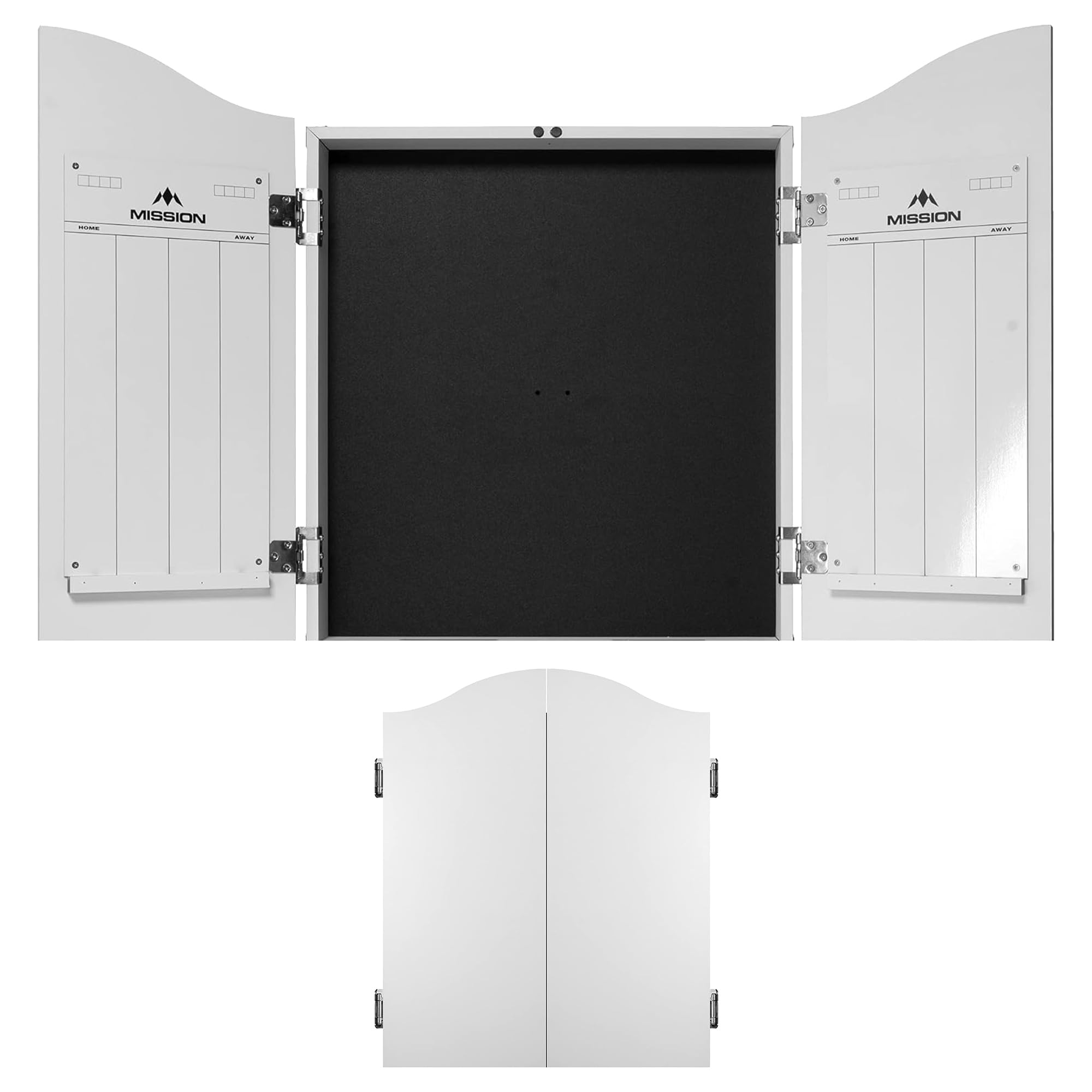 Mission Darts CAB011 | Armoire de Luxe Robuste pour Cible de fléchettes avec marqueurs, Blanc