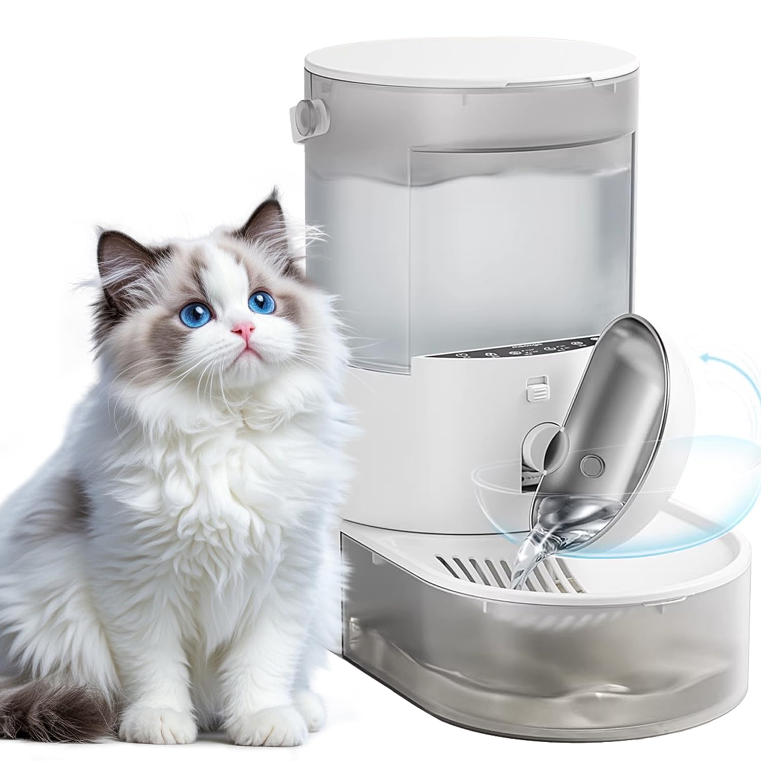 Photo 1 of ***MISSING PARTS***Cat Water Fountain No Filters Wastewater Wireless Stainless Steel Cordless Pet Dispenser Fountains for Cats Indoor Catit Bowl Dogs Bowls Separation Smart 3.8L Large Rechargeable Automatic Small Dog