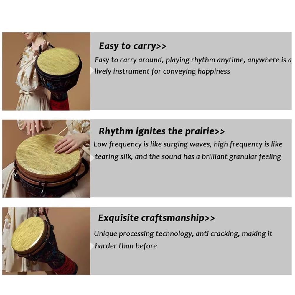 Djembe Da 12 Pollici Accordato Meccanicamente, Djembe A Mano In Fibra Di Carbonio, Tamburo Africano Professionale(#7)