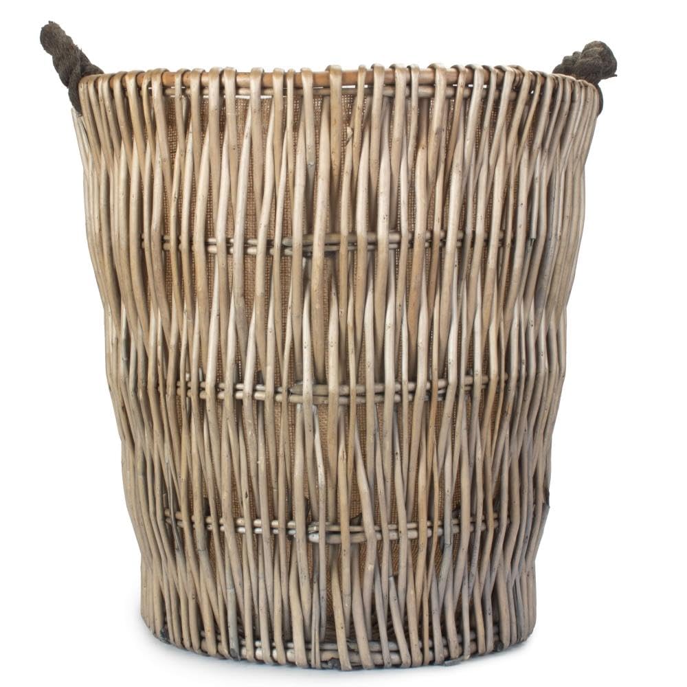 Czerwony kosz wysoki szary okrągły hesyjski koszyk z bali z podszewką z bali, brązowy, wys. 32 x szer. 43 x gł. 49 cm