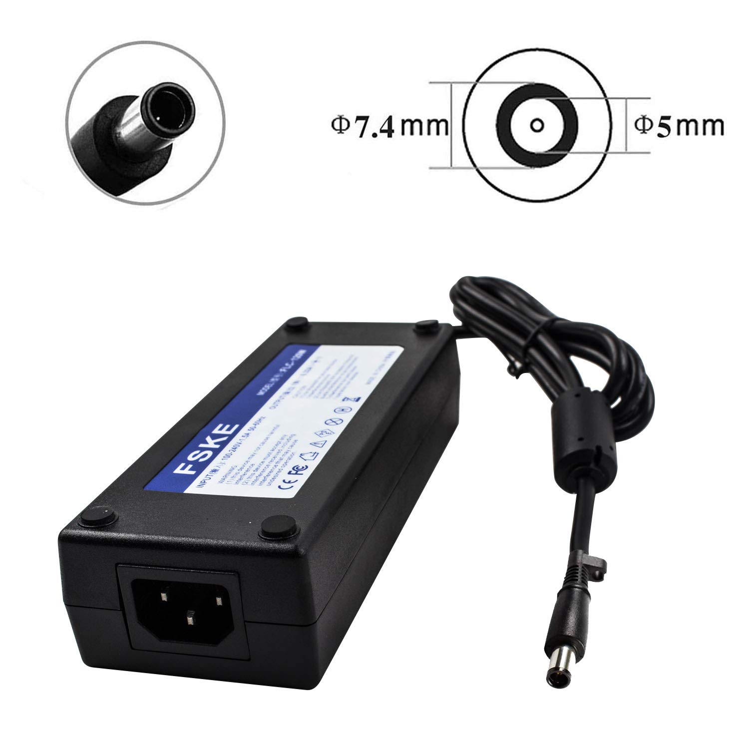 FSKE Laptopadapter 130W Voor Dell – 19.5V 6.7A, 7.4x5.0mm Stekker, Compatibel Met Inspiron, XPS, Vostro Series
