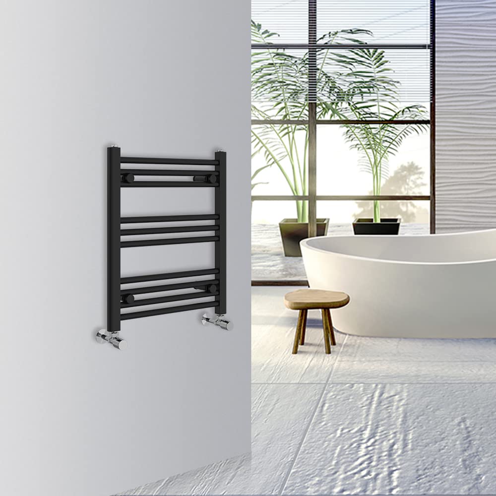 Warmehaus Straight Bathroom Heated Towel Rail Warmer 600x500mm Black — image 1