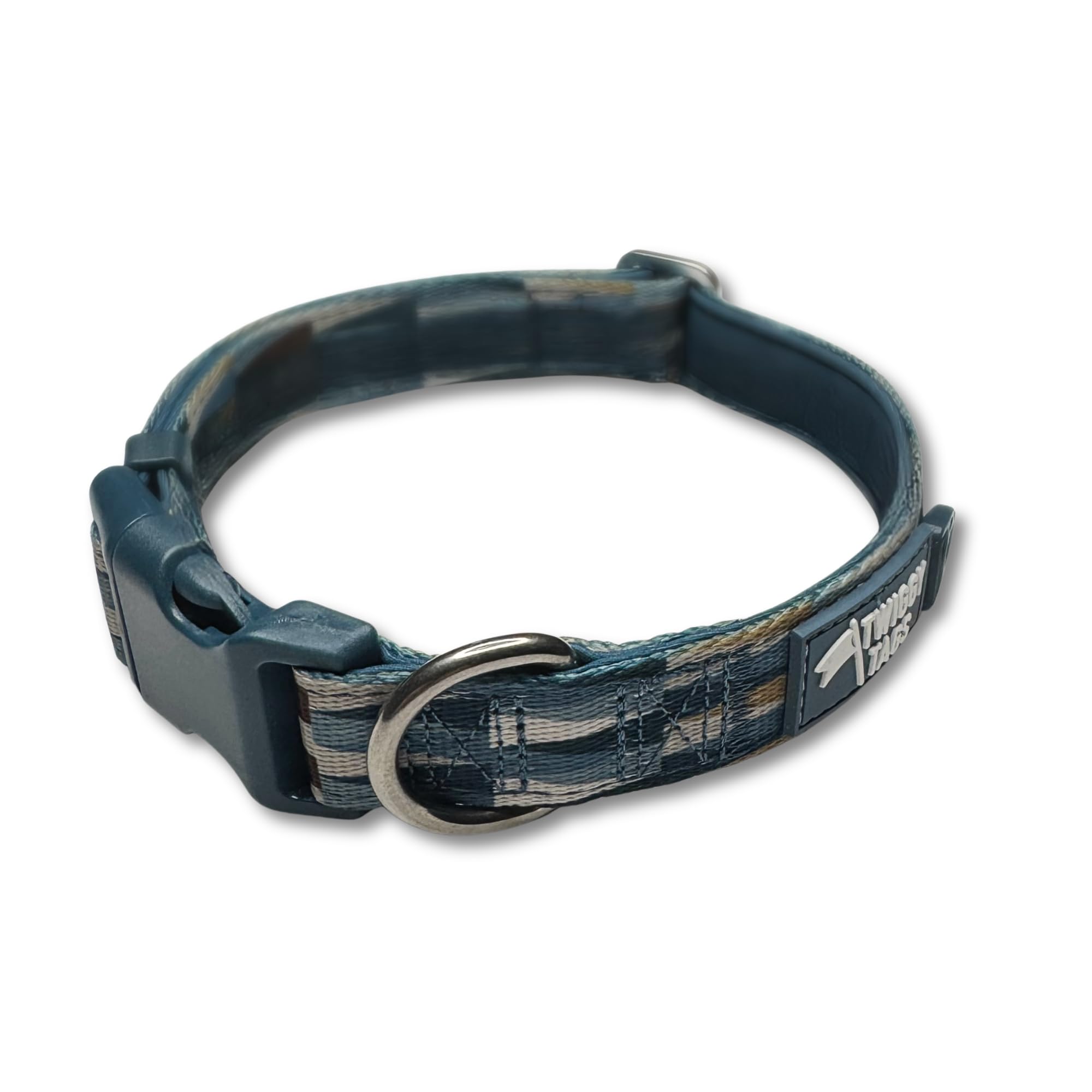 Twiggy Tags Comfort Collar | Durable & Padded Dog Collar | Quick Release Buckle | Oasis Blue | Suitable For Large Dog Breeds