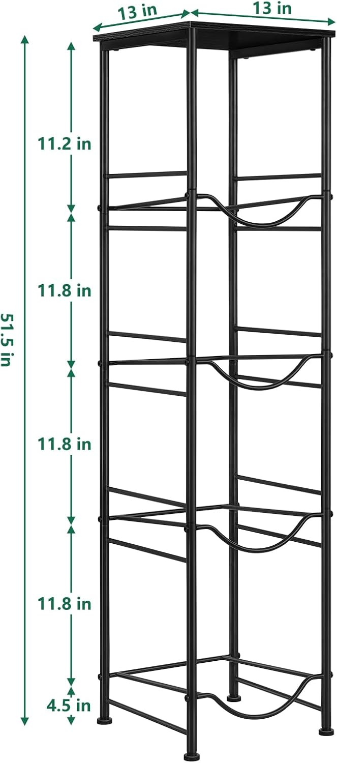 Vrisa Water Jug Holder 5 Gallon Water Jug Stand 4-Tier Water Gallon Holder Organizer with Storage Shelf 3/5 Gallon Water Jug Rack for Home Office Kitchen Black - Image 2