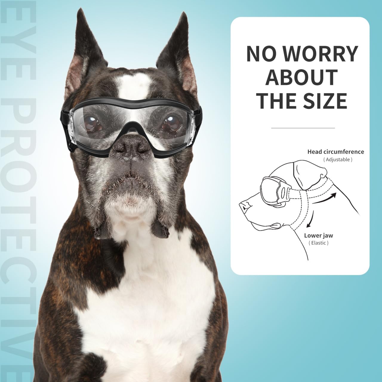 balacoo Hundebrille Transparente Schutzbrille Mit Verstellbarem Gummiband Winddichter Augenschutz Aus Pc-Material Für Hunde Bei Sport Laufen Spaziergängen Und Outdoor-Aktivitäten