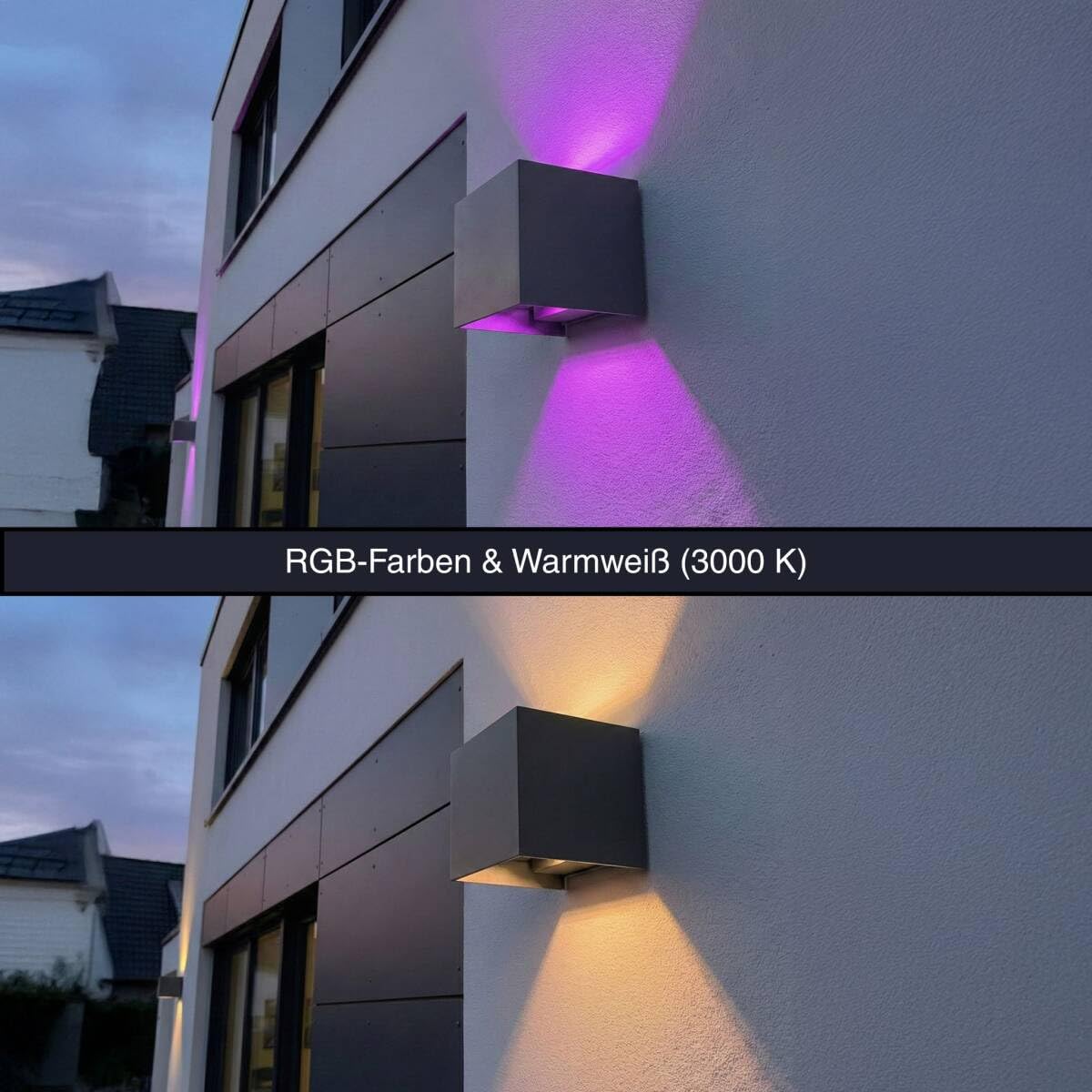 Metzler Lumic Smart LED Up Down Wandleuchte RGBW 6,5 W – App-Steuerung, dimmbar, verstellbarer Lichtwinkel 0–60°, IP65 Innen & Außen, RAL 7039 Quarzgrau