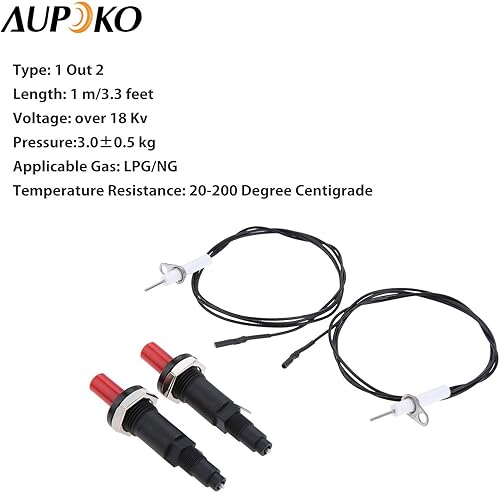 Miniatura 5 de Aupoko 2 juegos de encendido piezoeléctrico por chispa con cable de botón de encendido y kit de encendido doble, encendedor electrónico, apto para